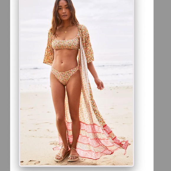 Maaji Josephine Cover Up Boho Beach Peasant Farmhouse Wrap Hipster Maxi Dress - Picture 2 of 4